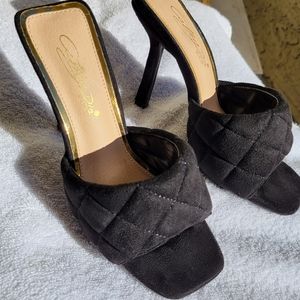 FashionNova* Black Suede Heels